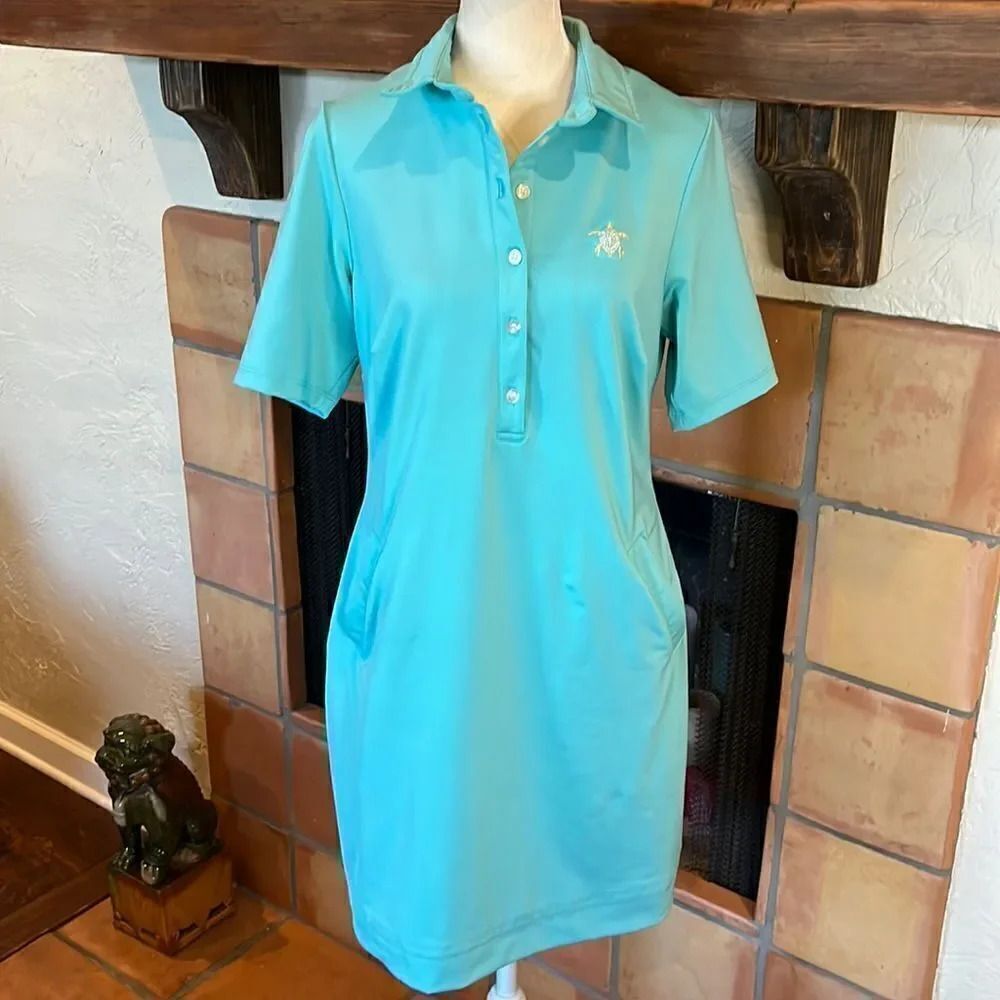 Tee 2 Sea light turquoise polo golf/sun dress, S!
